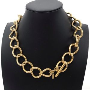 Monet Vintage Chunky Wavy Chain Polished Gold-Tone Necklace 18” Toggle Clasp
